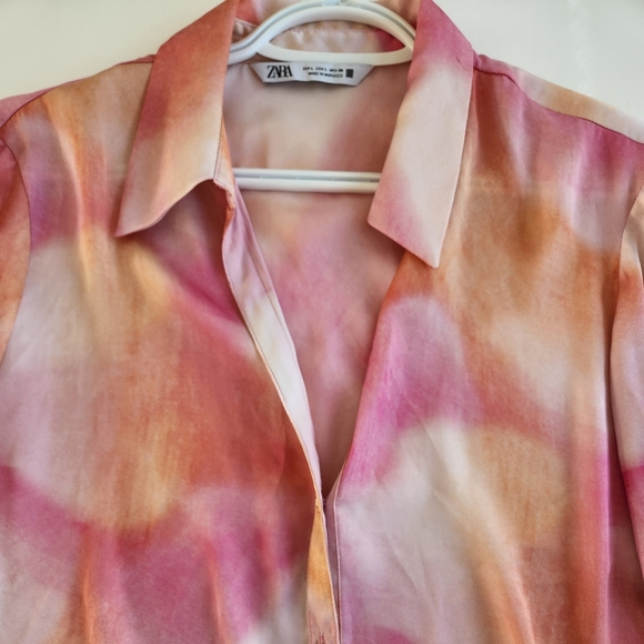 Zara Tie Dye Print Blouse Size L - Picture 3 of 3